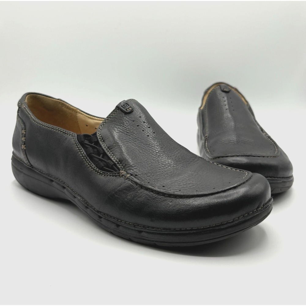 CLARKS UnStructured Loafers Women's Size 9 Black Leather Comfort Shoe‎